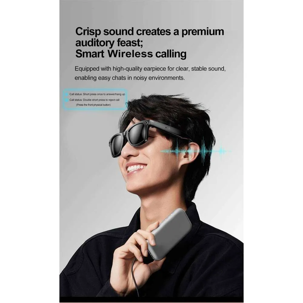 Lunettes Intelligentes Traduction Vocale – Bluetooth, Lunettes De Soleil Polarisées, Avec Micro Et Haut-parleur