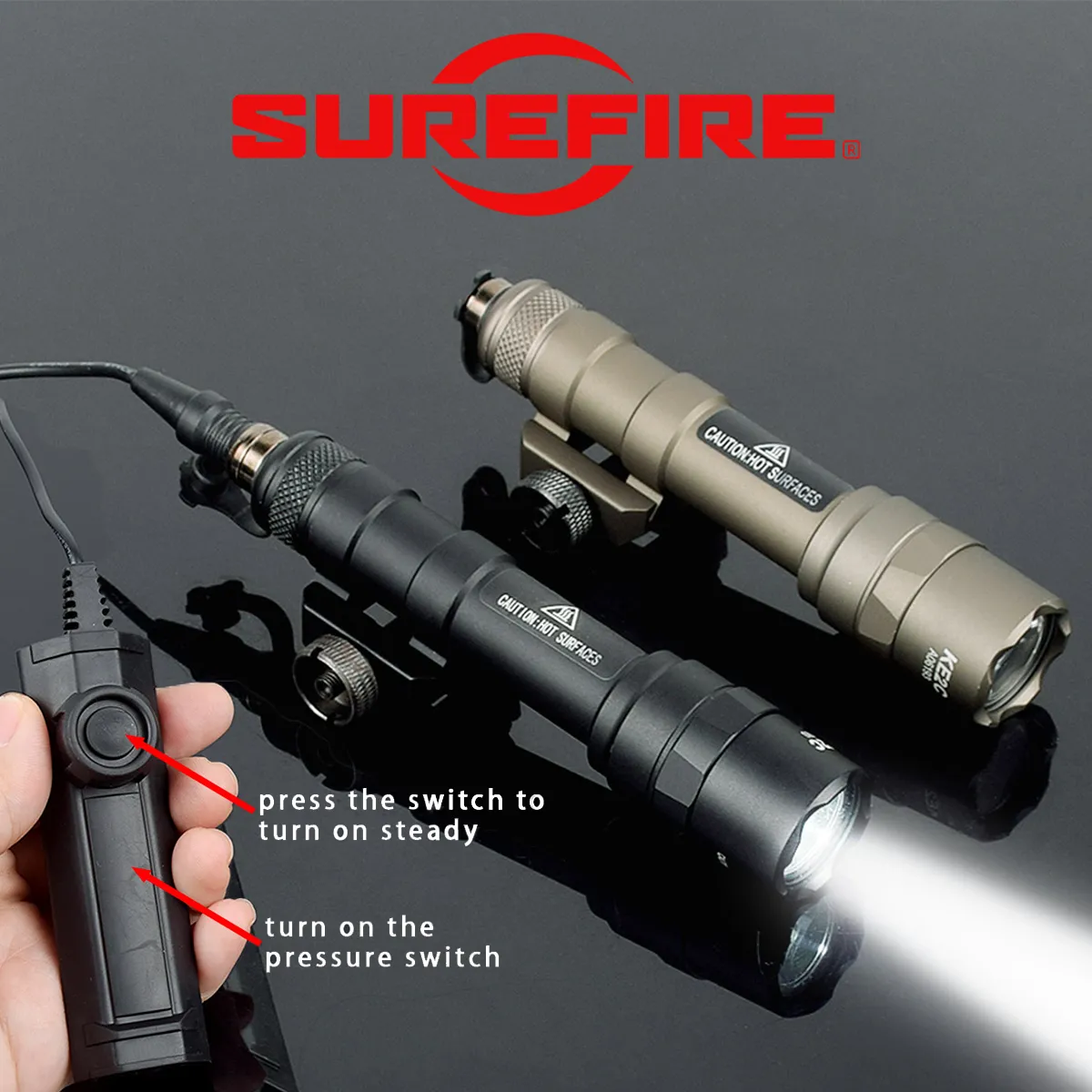 M600B Tactical Rifle Flashlight W/ Remote Pressure Switch – Picatinny Mount, White Light, Aluminum