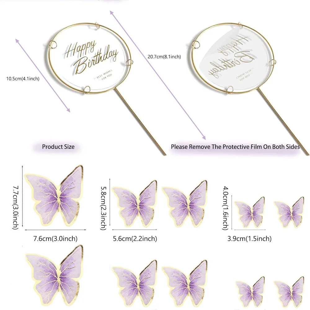 57 Pezzi Farfalla Decorazioni per Torte 3D Farfalla Cake Topper Topper Foam Ball Torta Palline Decorative per Torte Decorazioni Torta Compleanno per Matrimonio Compleanno Baby Shower(Rosa + Viola