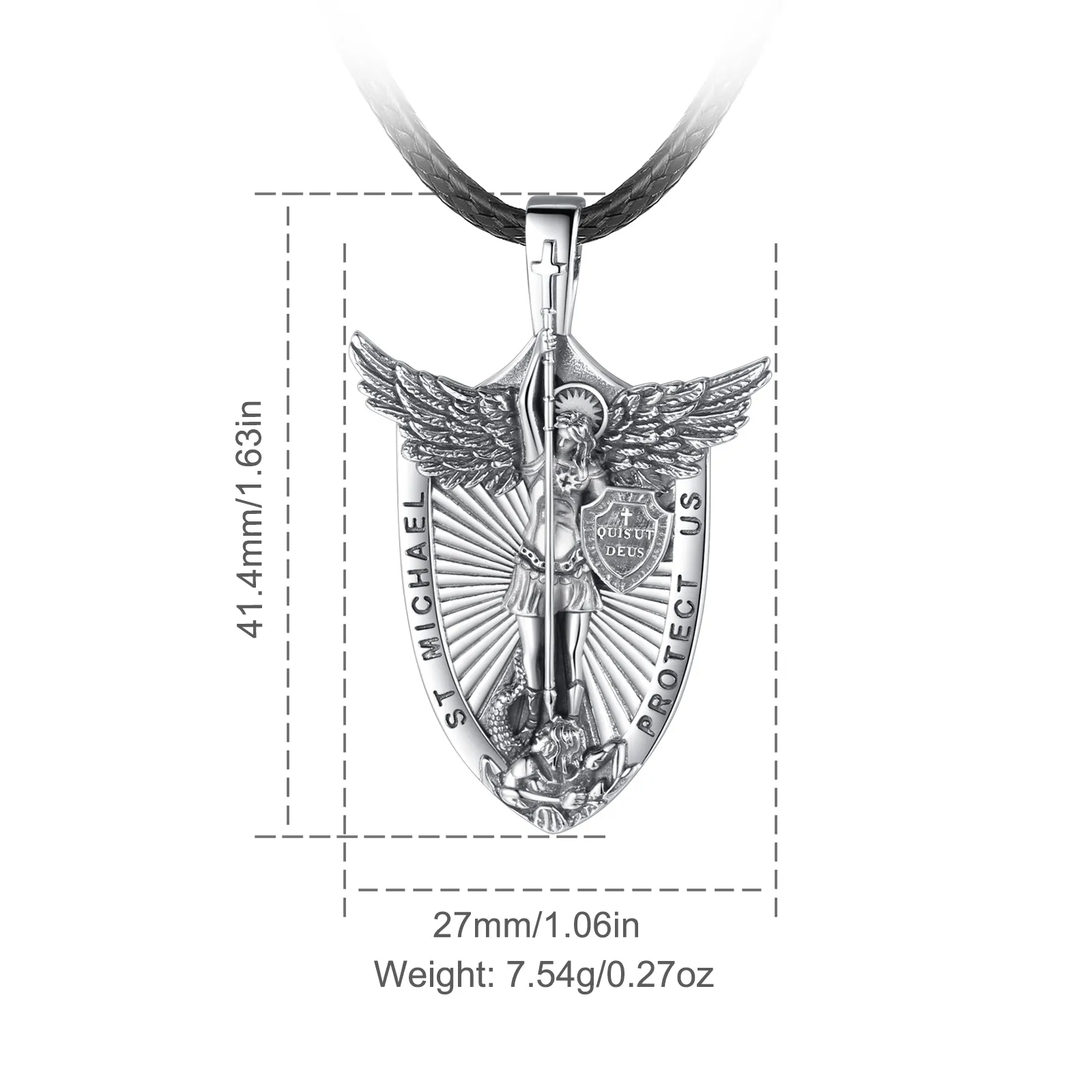 Pendentif Médaillon Archange Raphaël En Argent Sterling 925 - Bijou Religieux Neuf Avec Étiquettes