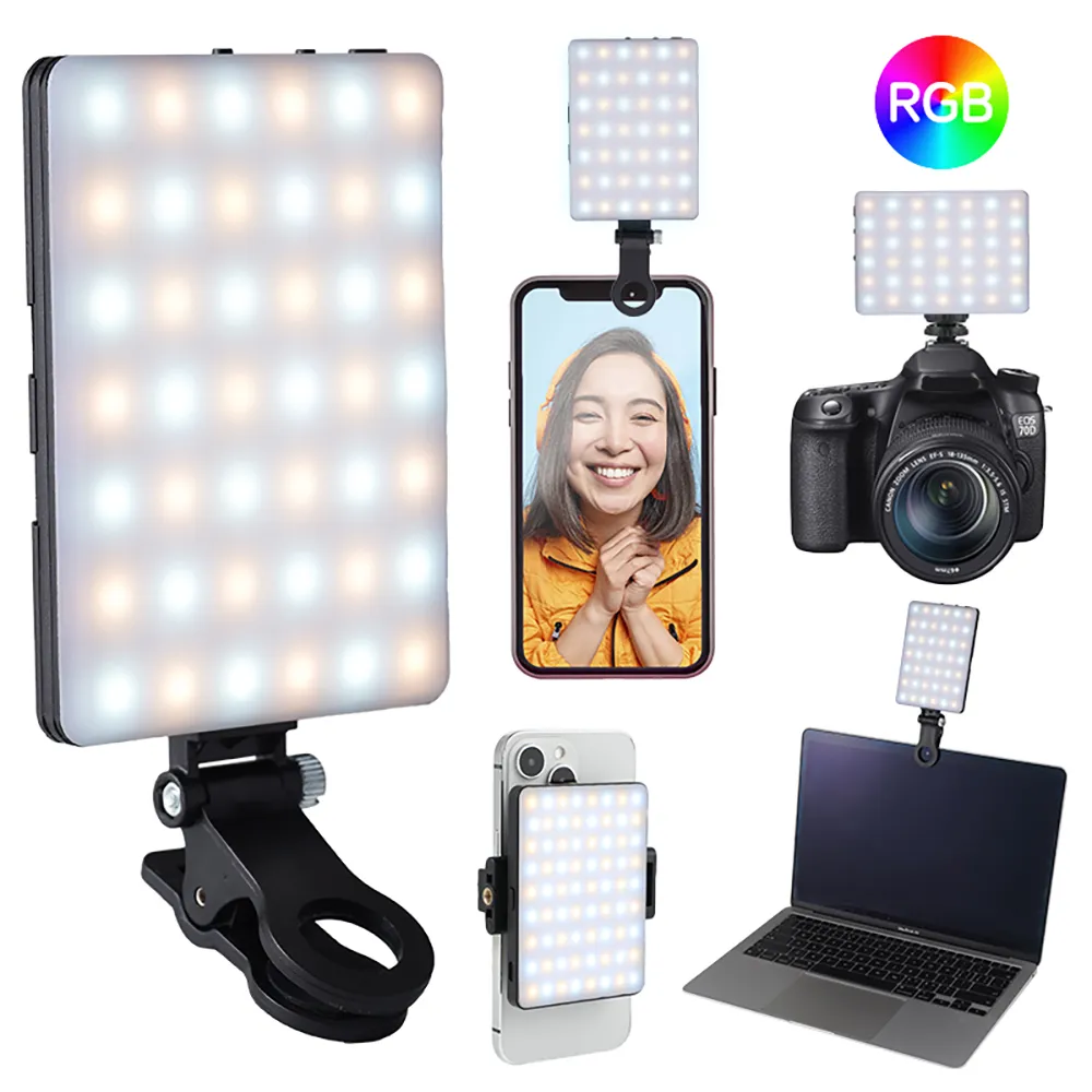 Portable RGB LED Clip On Video Light For Phone, Tablet, Laptop, And ...