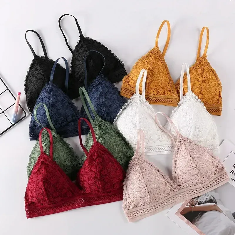 Women’s Wireless Floral Lace Demi Bra, Spandex 3/4 Cup, Adjustable ...