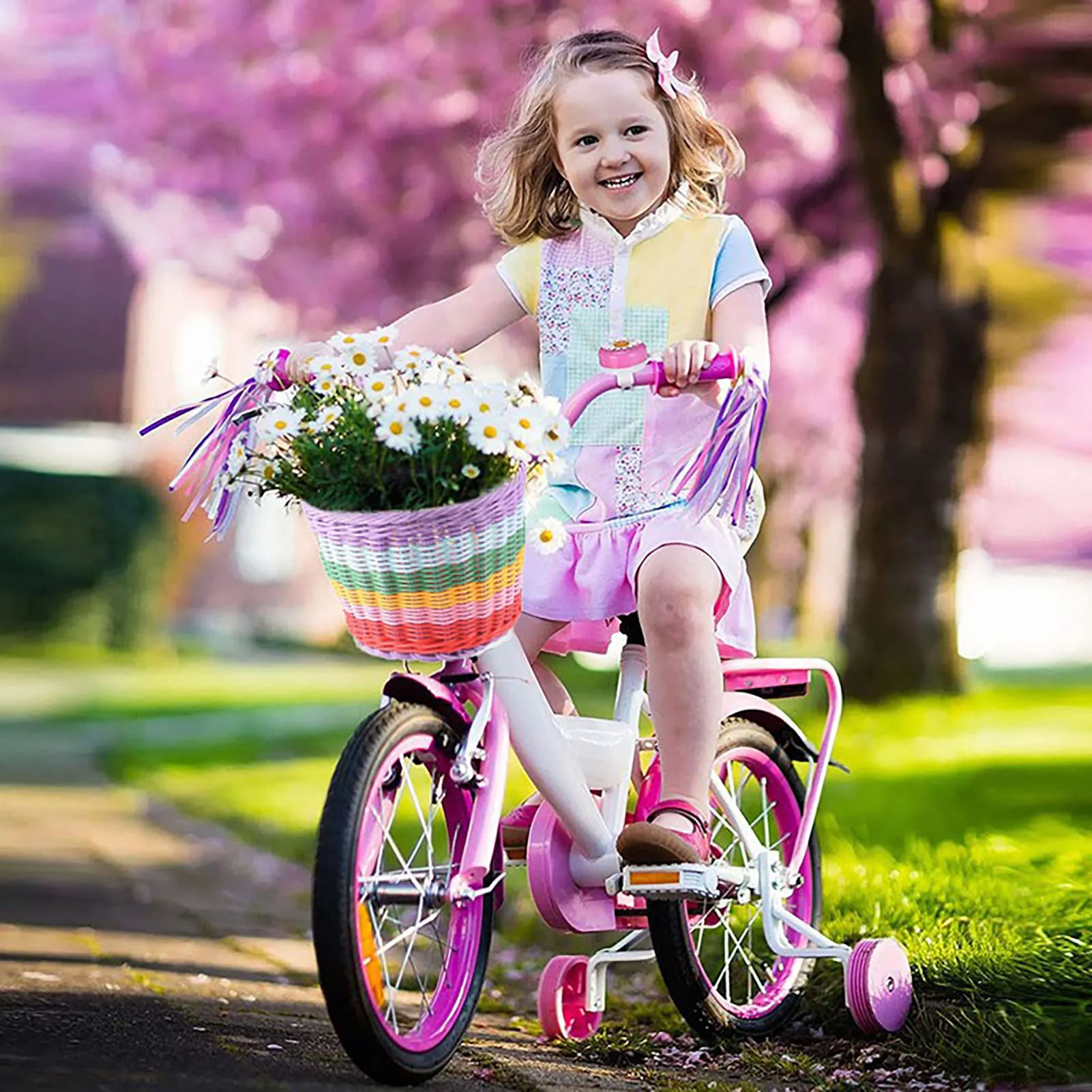 Sacoche De Guidon Pour Vélo/scooter – Rose, Résistante Aux Intempéries, 21x21x14cm, Pour Enfants Et Adultes