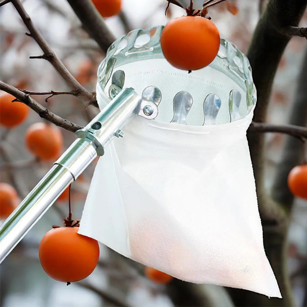 Accessoire Récolte Fruits Cueilleur De Fruits Télescopique 4m QWORK - Acier Inoxydable Avec Sac Récolte Cueille Fruit Telescopique 4 Metres