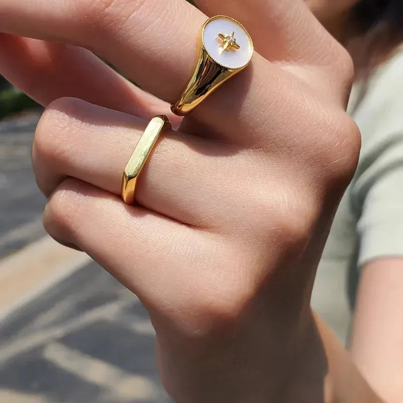 High End PVD Non Tarnish Minimalist Classic D-shaped Stainless Steel Ring Trend For Women Men 250708_voghion.com