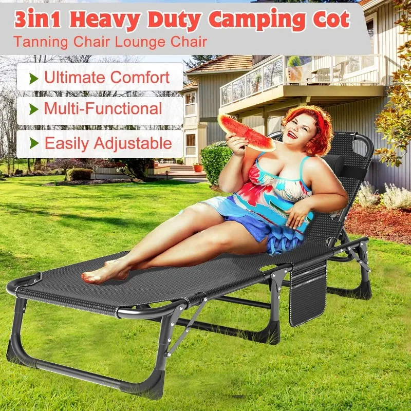 ABORON Foldable Camping Cot for Adults, Double Layer 1200D Heavy Duty ...