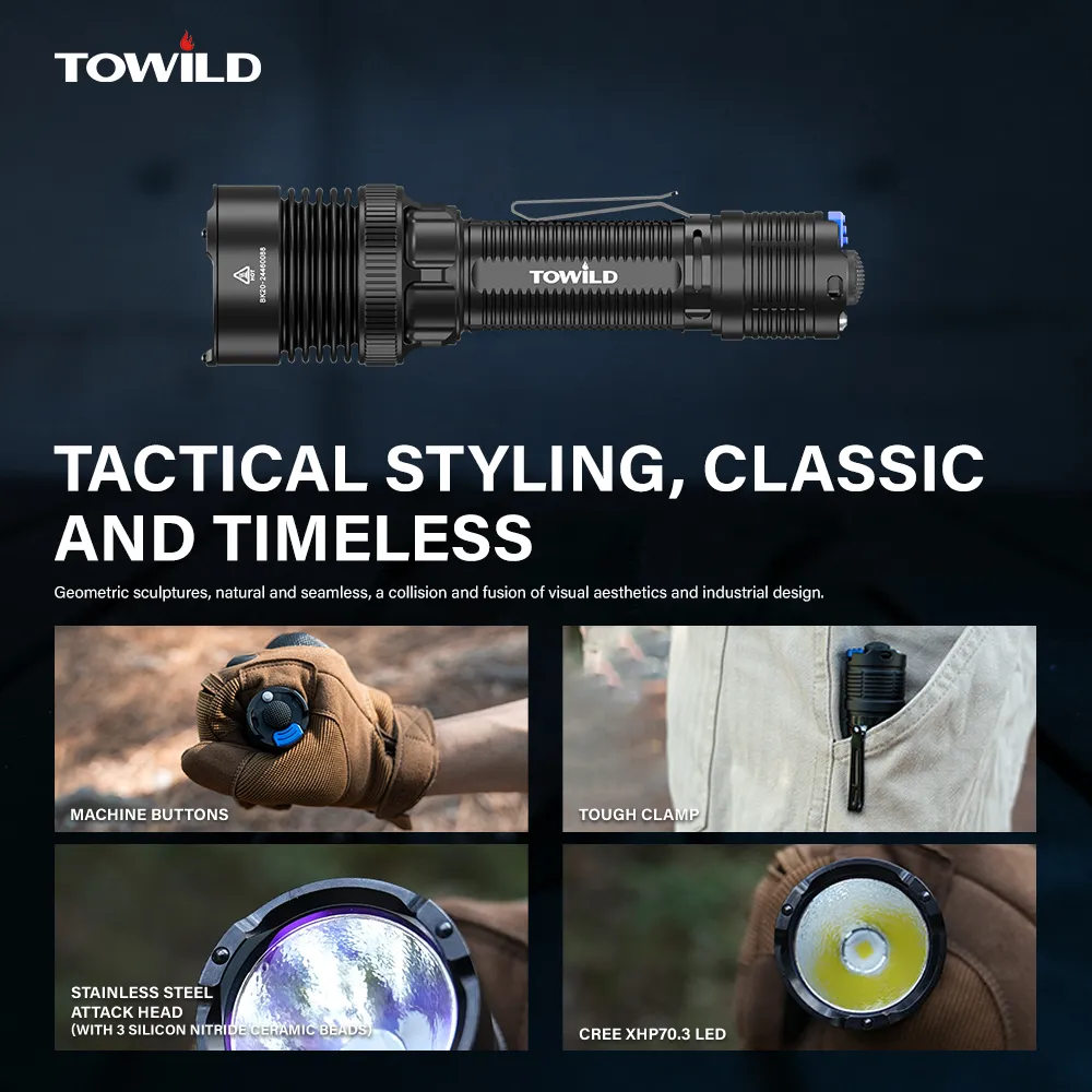 beike flashlight rechargeable ipx8 LED Tactical Waterproof Tourch Light with 18650 Rechar Hixon Power The ultimate EDC tool TOWILD BK20 Tactical Flashlight Rechargeable