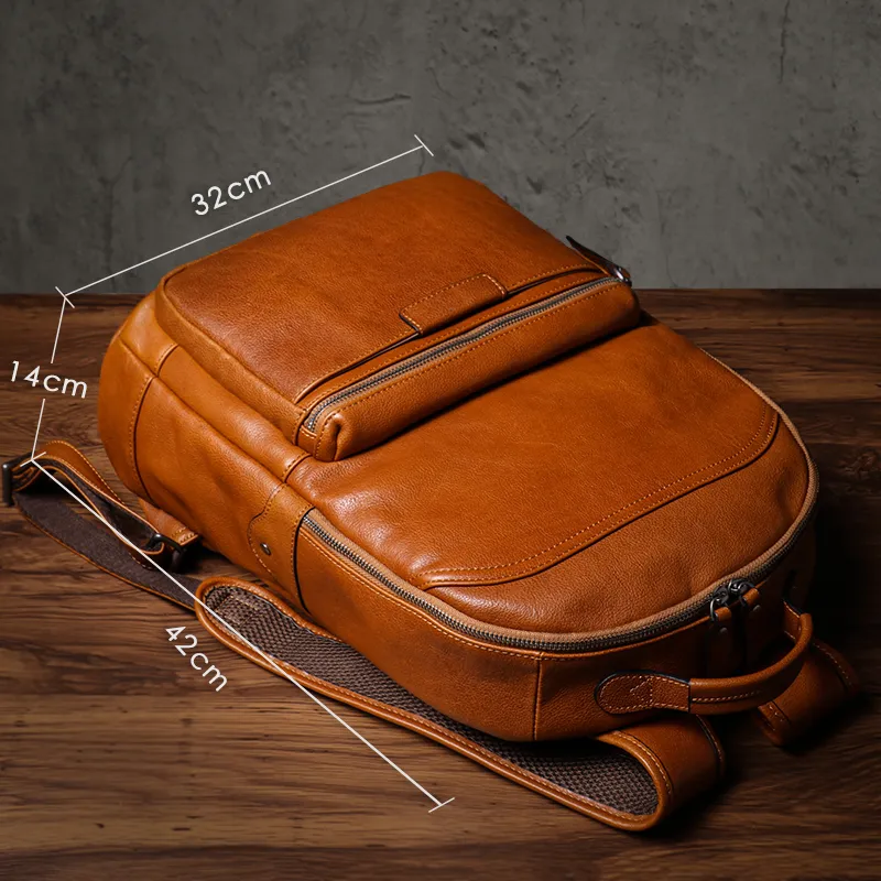 china leather backpack men LANNSYNE Vintage Genuine for Men, 15.6" Laptop Backpack Camping Travel 24L Rucksack : Electronics gauge stitching ensure this backpack is as stylish as it is functional. Kineo Leather Backpack | Color: