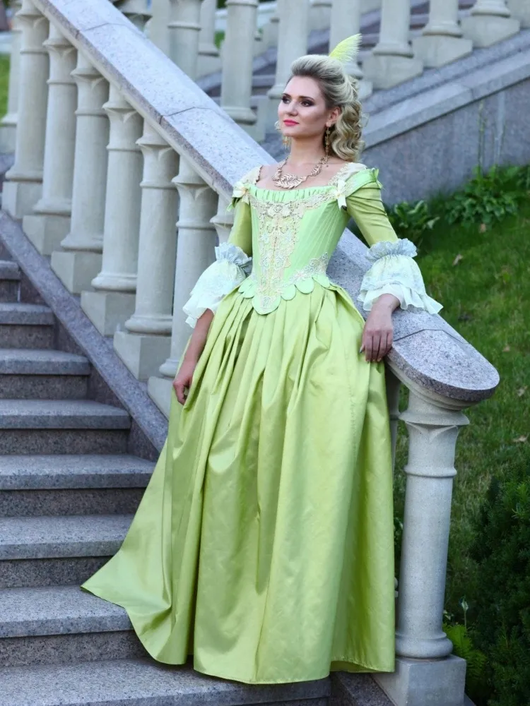 18th century green dress 18th Century Victorian Royal Court Princess Rococo... From Dhmallqueen,  Rs.29,925.31