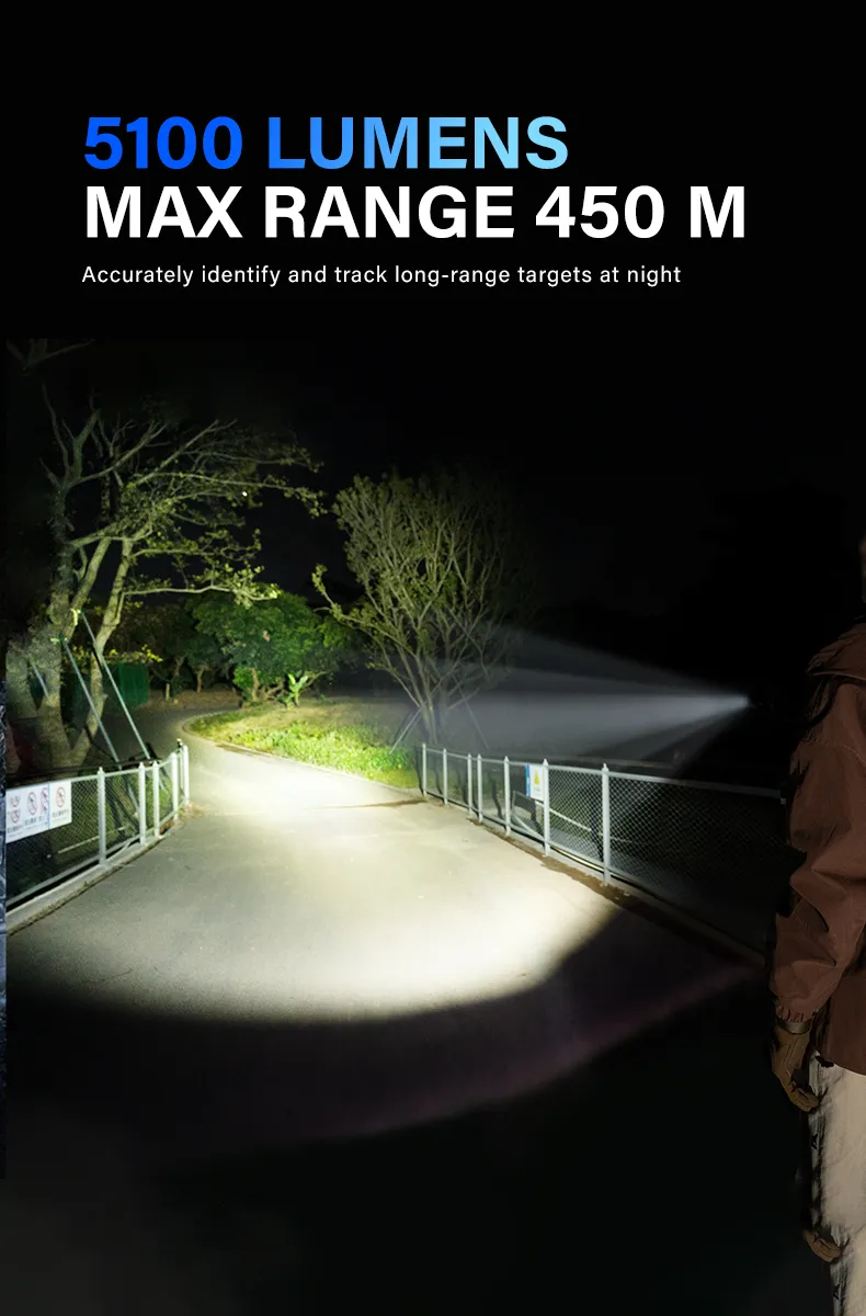 【新品】TOWILD BK20 タクティカルライト 5100lm 450m 照射 TOWILD BK20 Tactical Flashlight Rechargeable 5100lm From