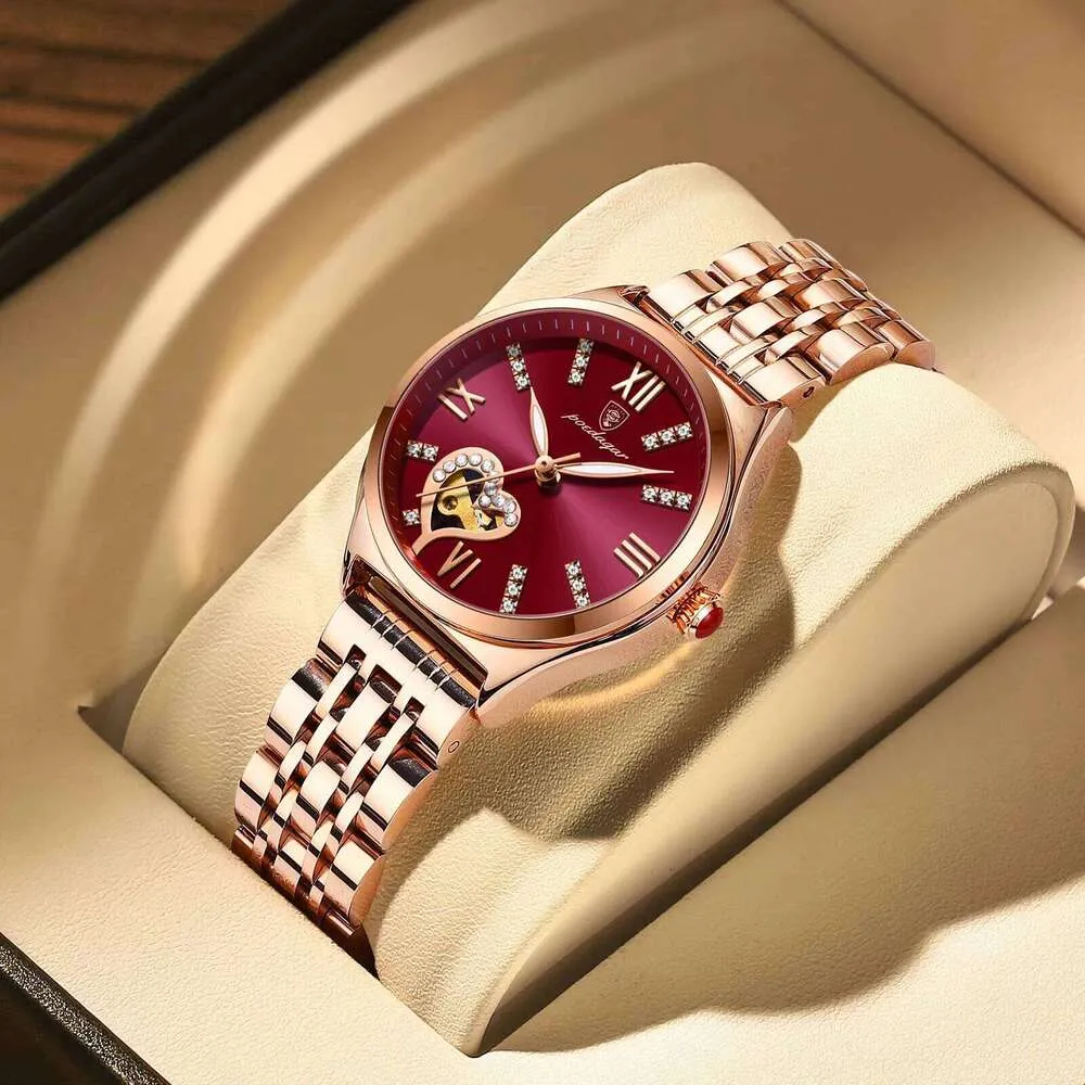 Leather Women\'s Analog Quartz Watch with Date Window Luminous Hands 30M Water POEDAGAR 312 Lumière Women main image 4