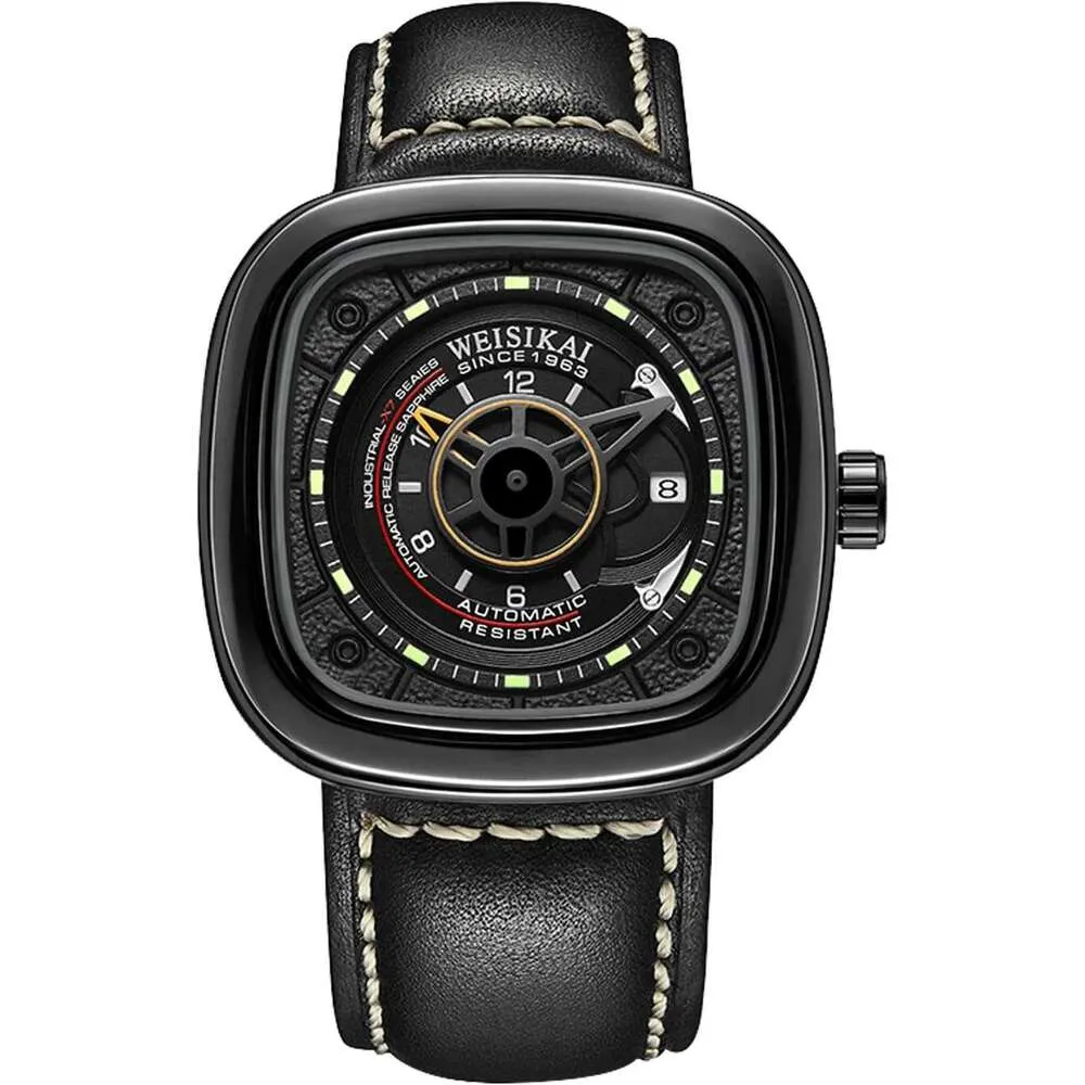 Men's Automatic Watch With Leather Strap Square... From Dhgargets, $41. ...