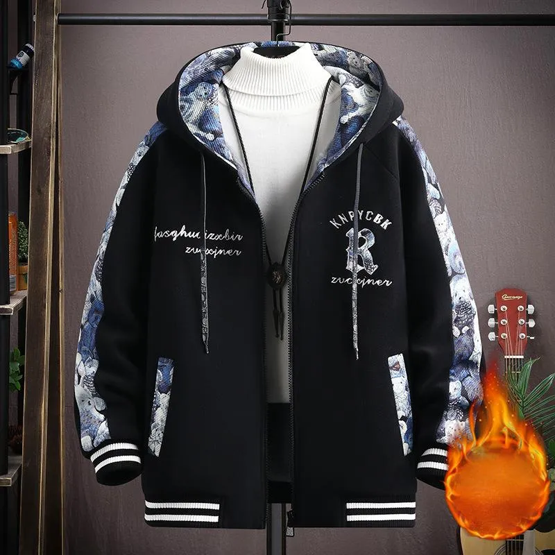 Heren Hoodie met Rits, Fleece Gevoerd Trui met Capuchon, Verdikking