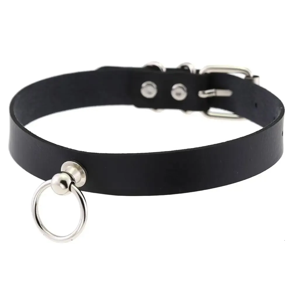 Collana girocollo punk gotica regolabile in PU: pelle PU nera con