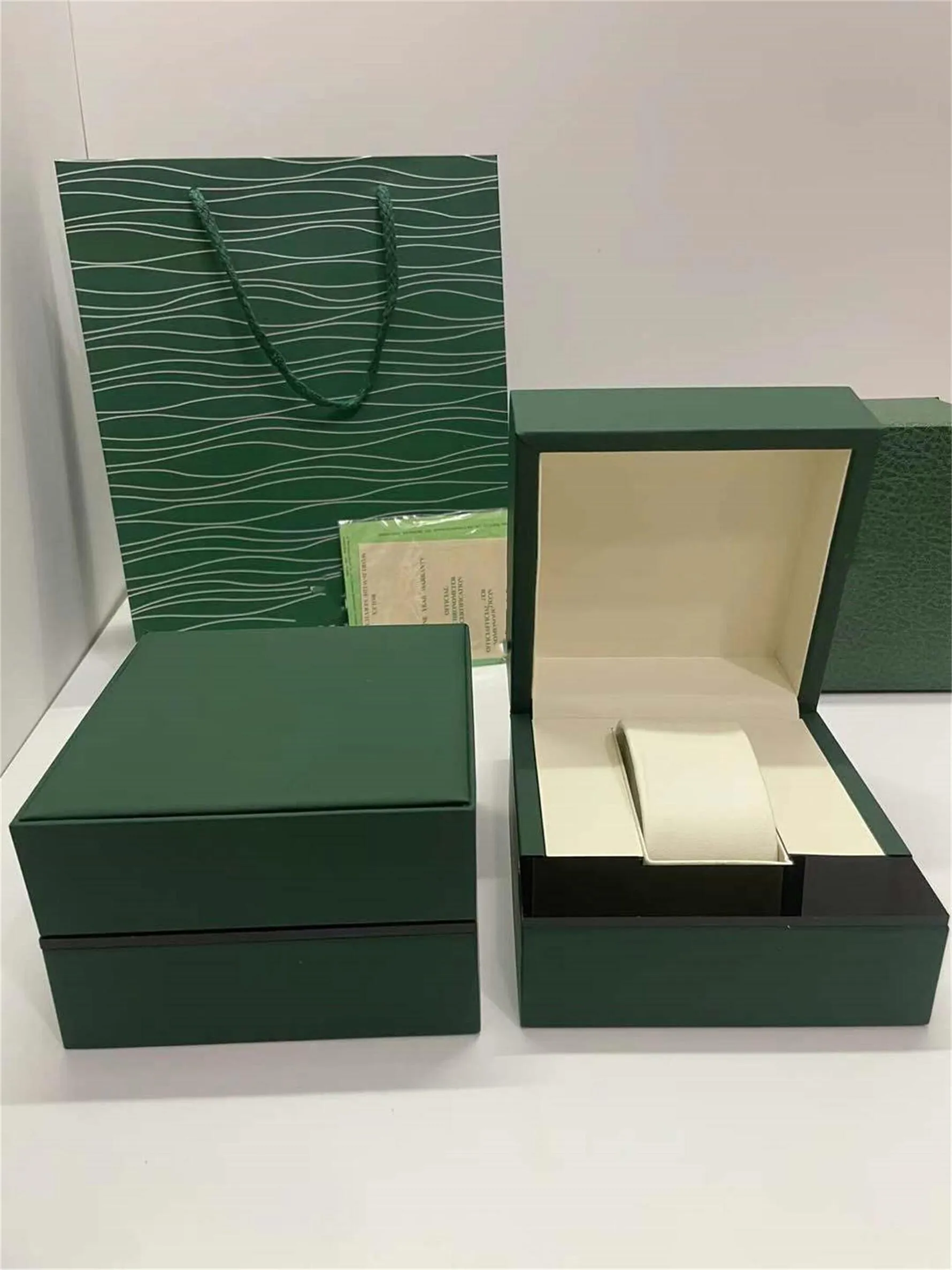 Rolex watch box green paper square shape luxury style model A258