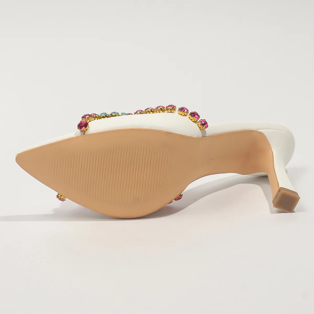 Gratis verzending Elegante witte pumps met kristallen versiering en spitse neus, stilettohakken voor dames, geschikt voor feestelijke gelegenheden_voghion.com