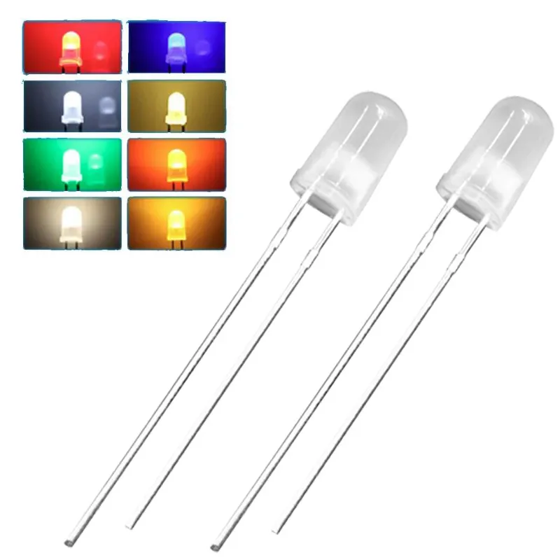 100pcs 5mm Round Top LEDs + Resistors Kit - Red, Yellow, Blue, Green, White 5 thumbnail image
