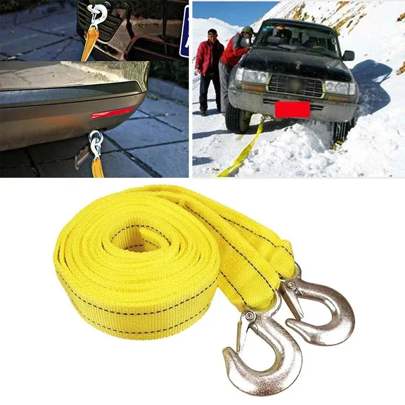 Heavy Duty Tow Rope: 4M 5 Ton Car Towing Strap With Hooks, Recovery