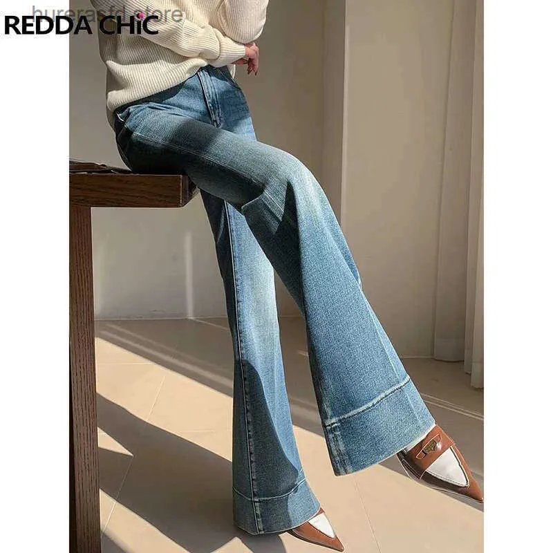 Denim Office Wear For Tall Ladies High-waisted Wide-leg Jeans Dark