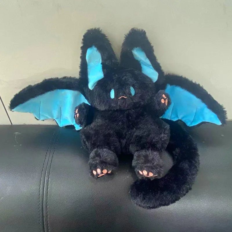 Cute Dark Flying White Rabbit Bat Plush Toys Soft Black Doll Gift For ...