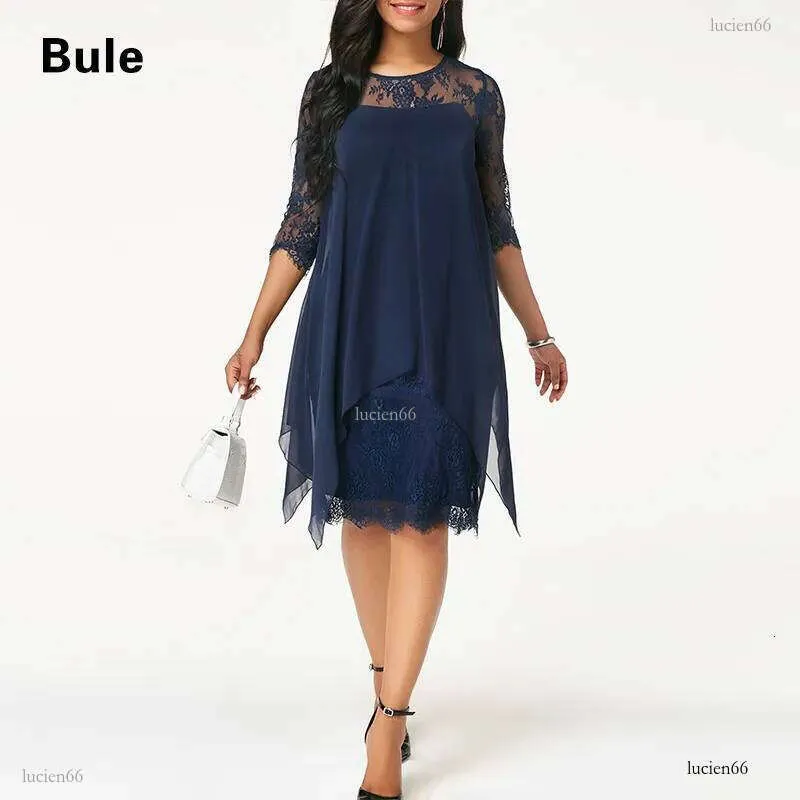 three quarter sleeve chiffon overlay navy lace dress Chiffon Overlay Navy Three Quarter Sleeve Lace Dress