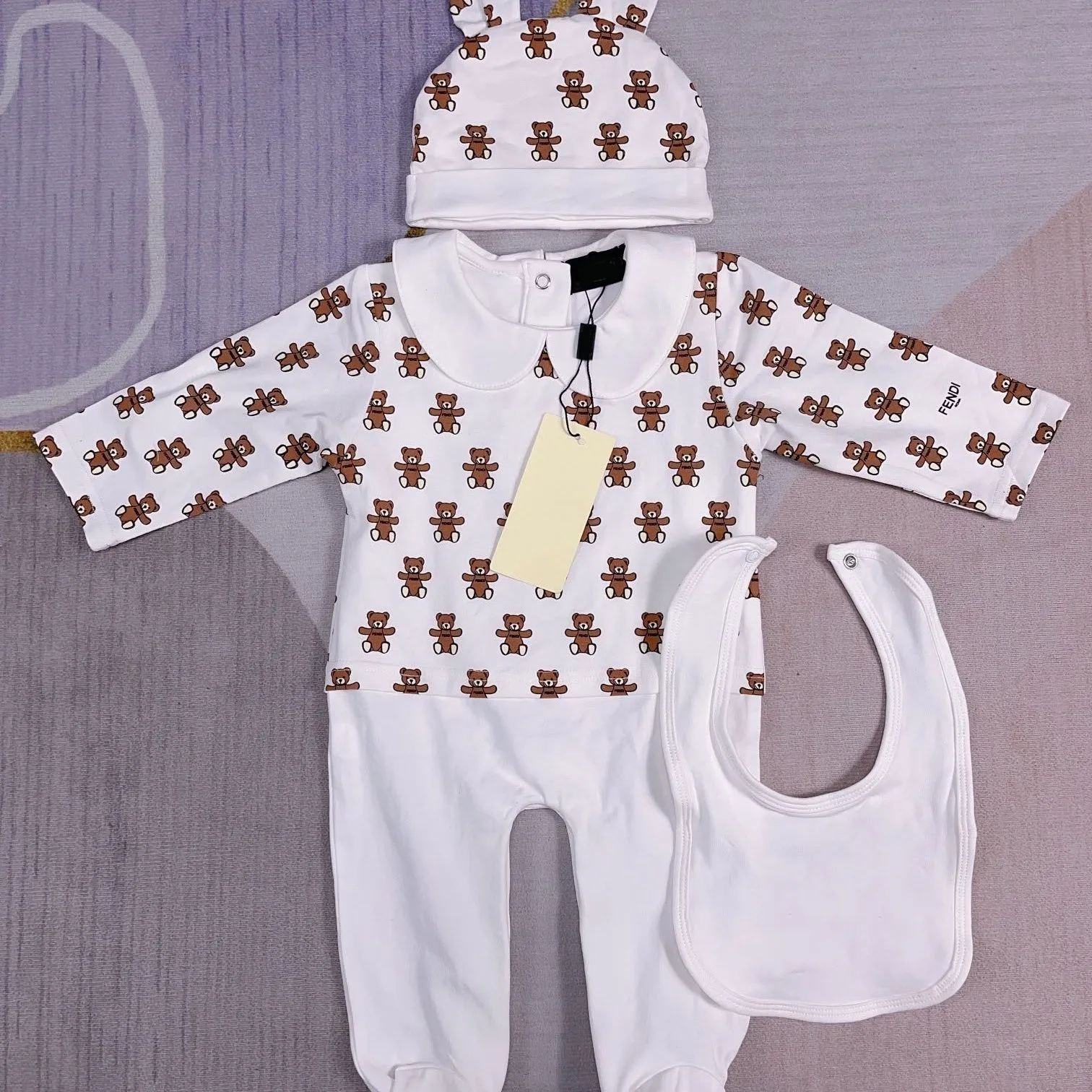 Designer infant newborn romper long sleeve O-neck 100% cotton casual ...