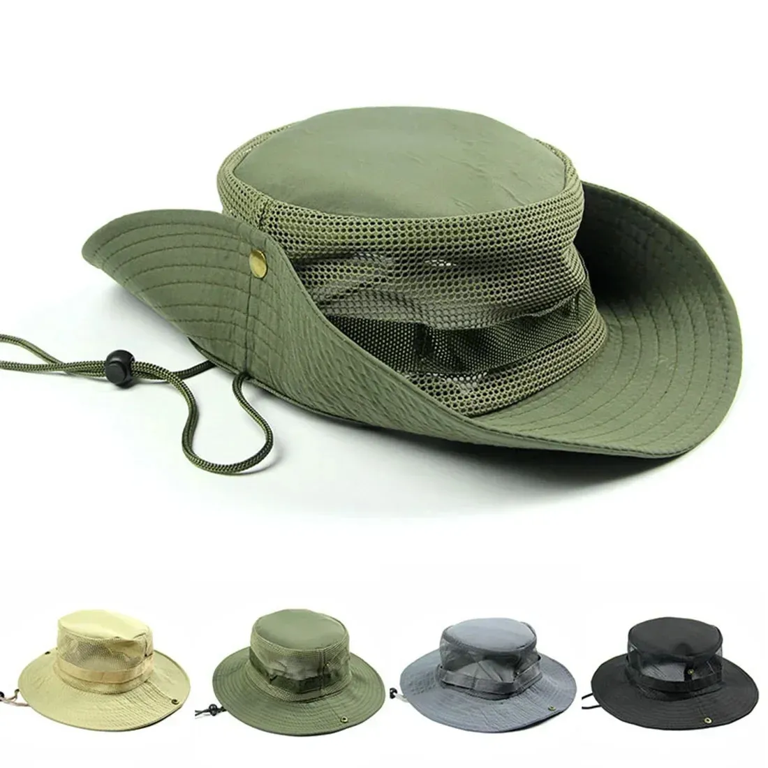 Outdoor Boonie Sun Hats Breathable Polyester Mesh Panels For Hiking ...