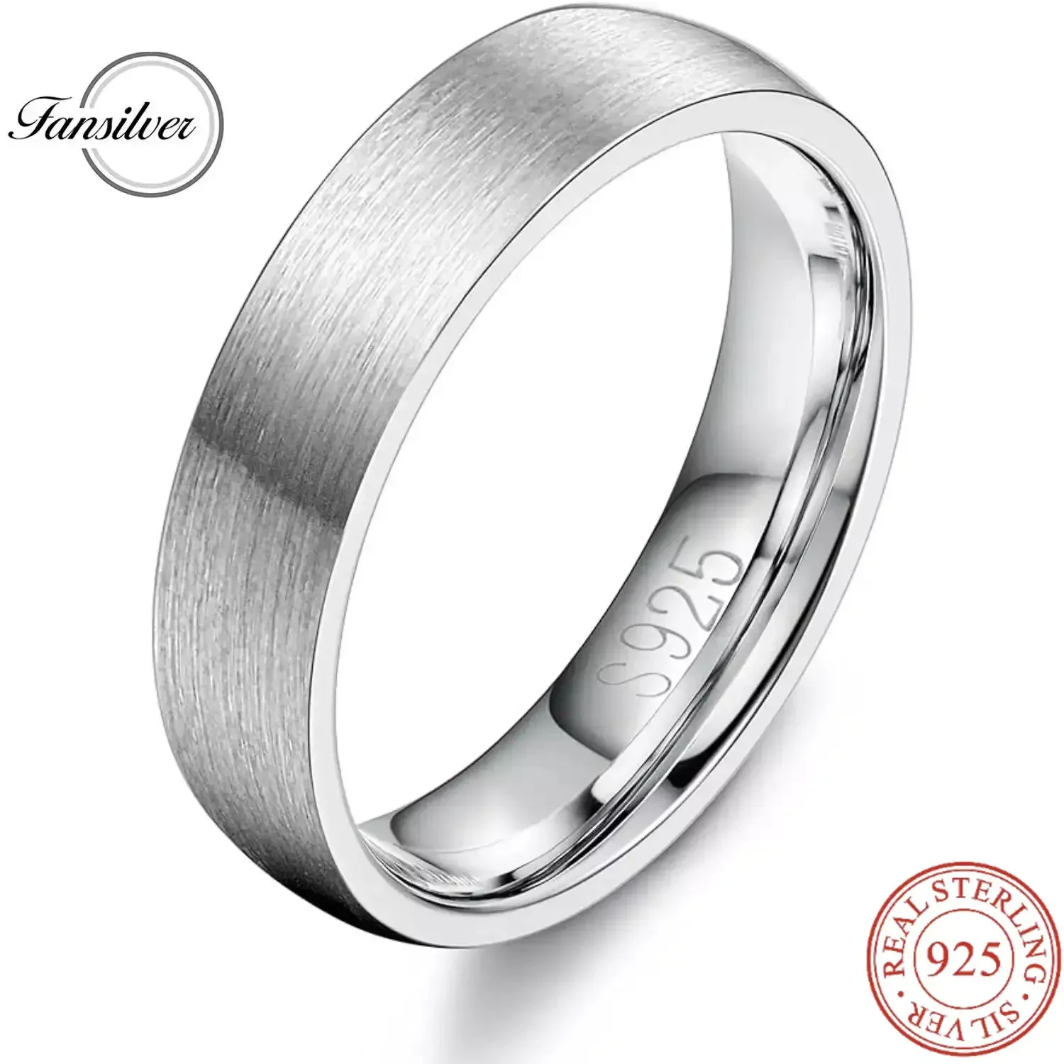 Sterling Silver Wedding Band For Men, Dome Brushed... From Jiu05 