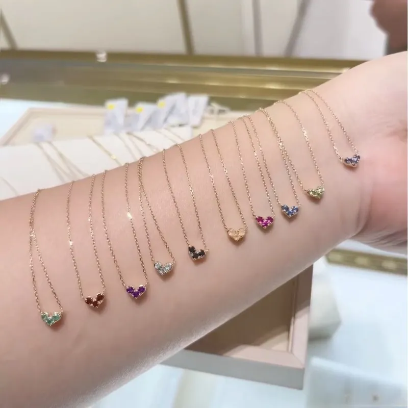 Designer Jewellery High Quality Light Luxury Birthstone Heart Necklace With Month Gemstone Clavicle Chain For All_voghion.com