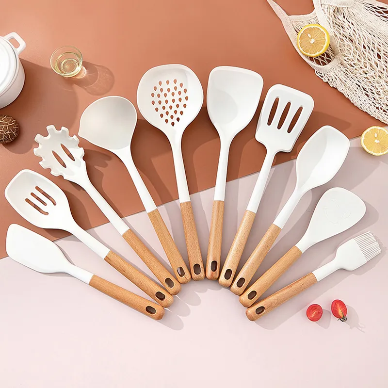 Beech Handle Silicone Kitchen Utensils Set   Food... 
