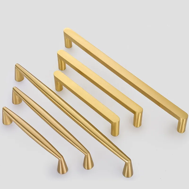 Modern Solid Brass Cabinet Handles Gold Drawer & Wardrobe Pulls For ...