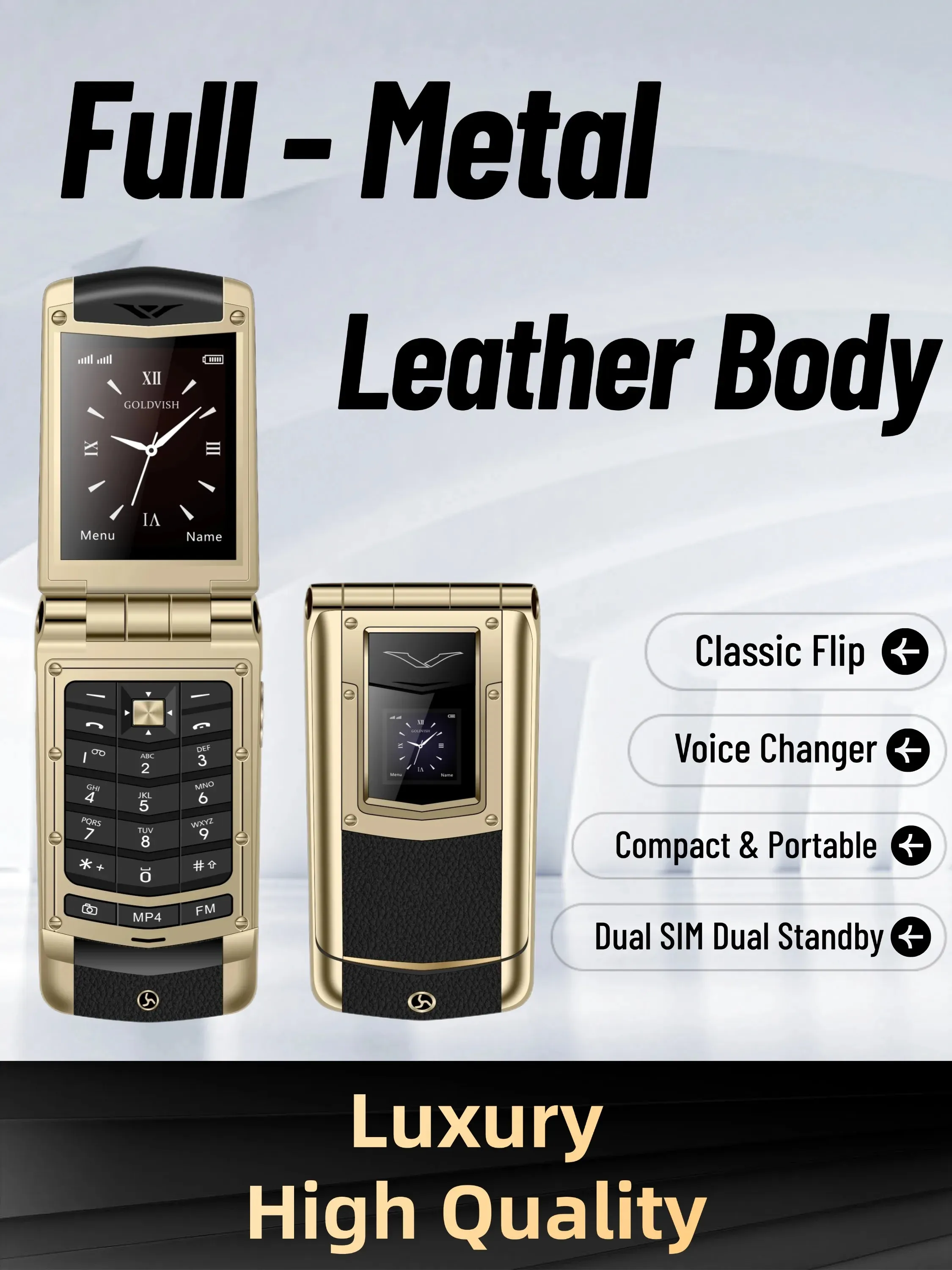 Metal Flip Cell Phone for Men - Tech73 Business Mobile Phone with Big ...