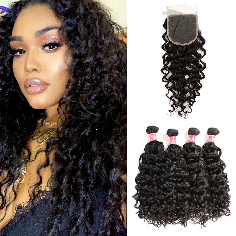 Bella Hair Malaysian Water Wave Bundles With 4x4 Lace  display picture 2