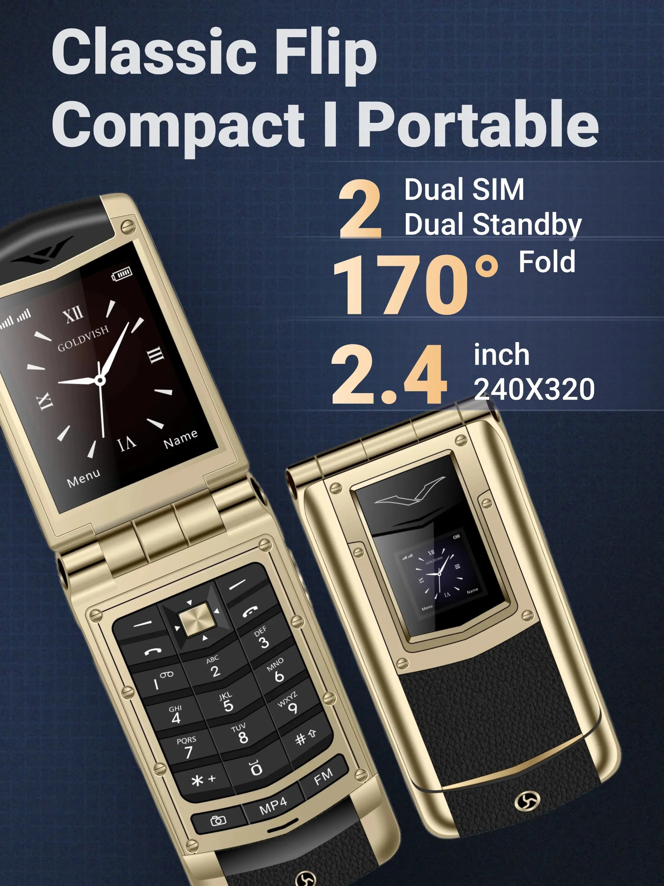 Metal Flip Cell Phone for Men - Tech73 Business Mobile Phone with Big ...