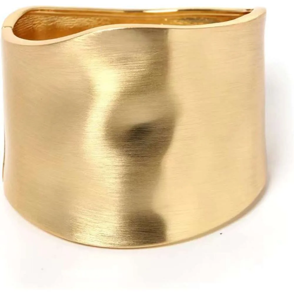 Trendy Gold Plated Wide Bangle Bracelet Hinged Arm Cuff For Women_voghion.com