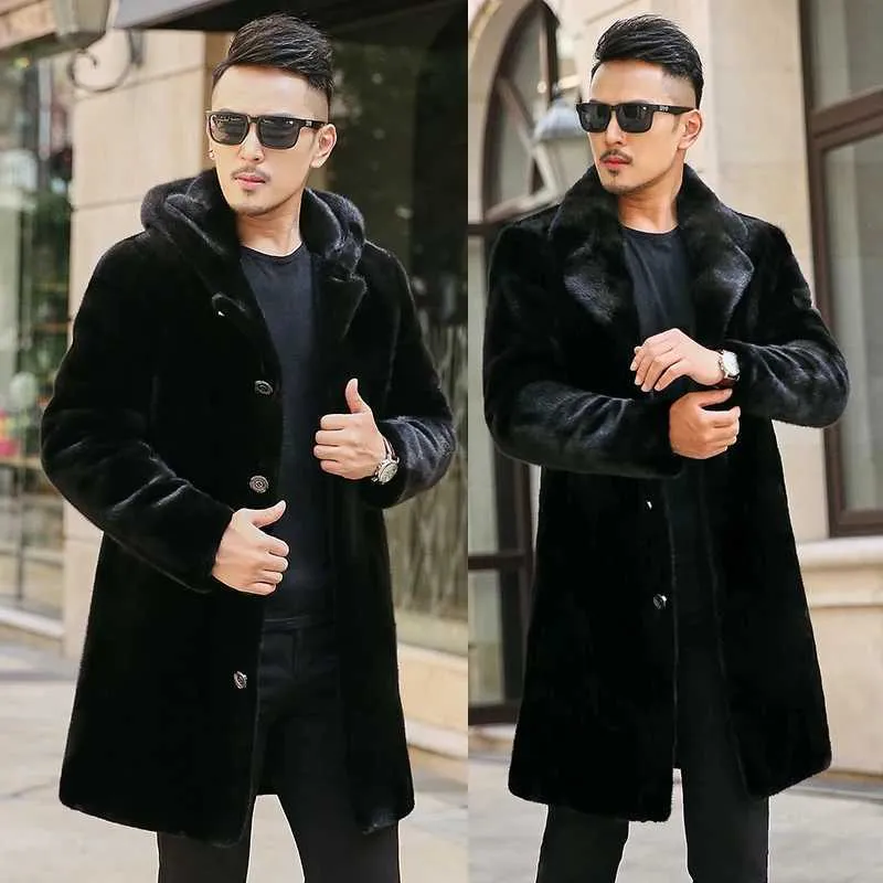 Manteau Homme En Fausse Fourrure épaisse - Trench Long Style Vison - Pour L'hiver