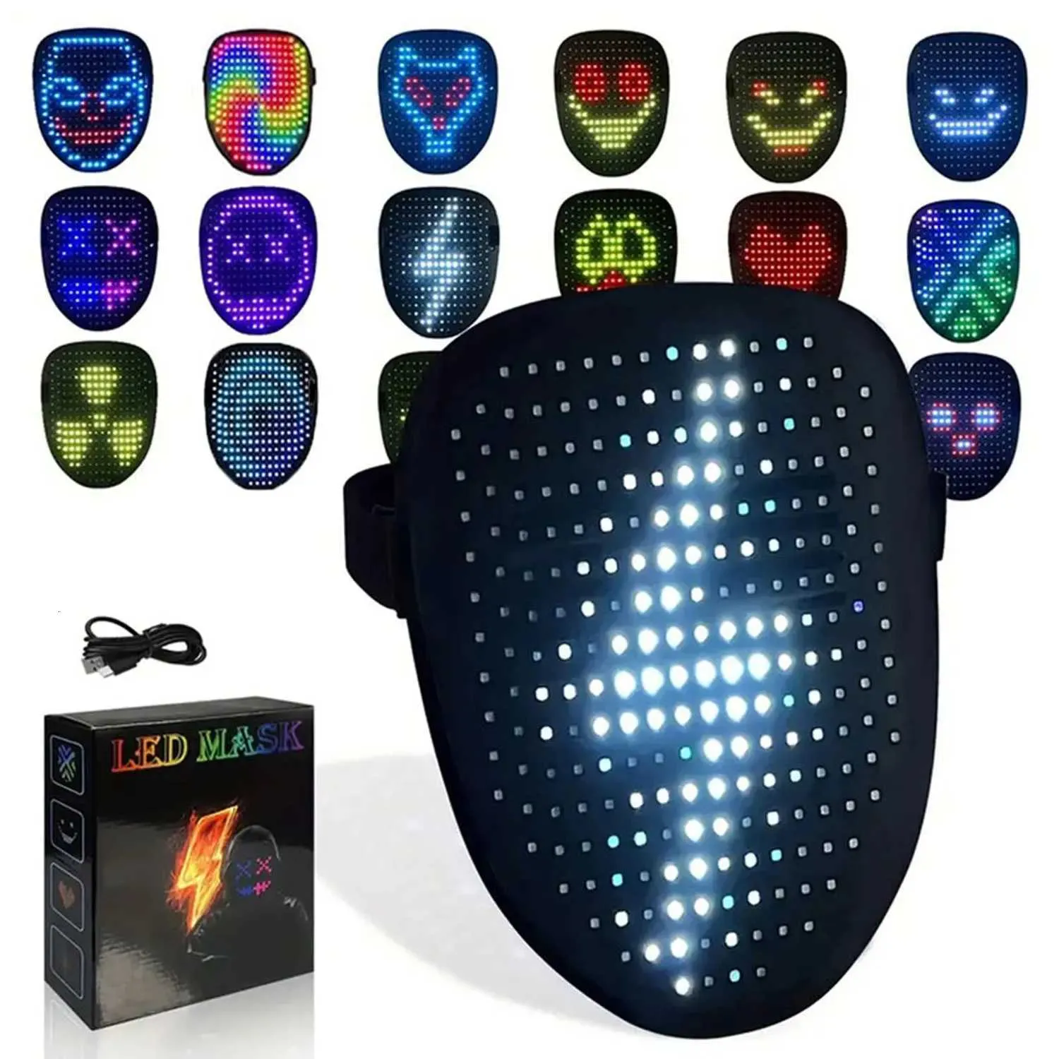 Led Happy Mask LED Luminous Mask RGB Full Color Glowing Face Mask... From Uk_durham ...