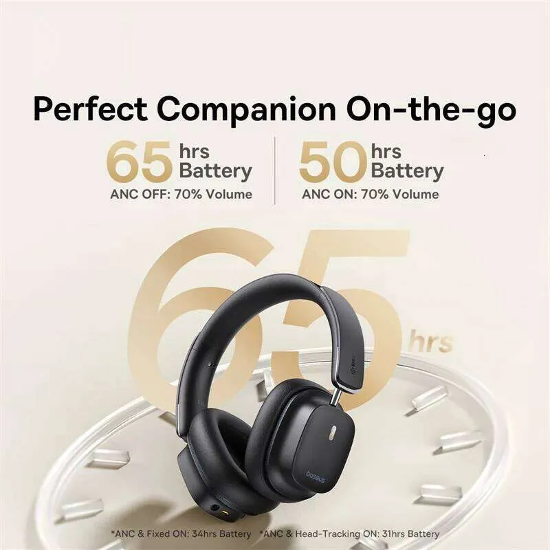 Baseus ANC Wireless Headphone Hi-Res LDAC Headset Bluetooth 5.4 BISA Pro Spatial Audio 50Mm Driver Overhead Earphone_voghion.com