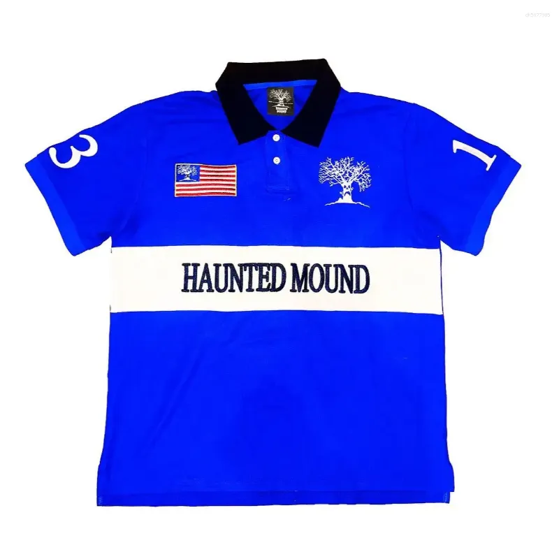 Haunted mound ポロシャツ M Haunted Mound Men's Short Sleeve Polo Shirt Black/Red Multiple