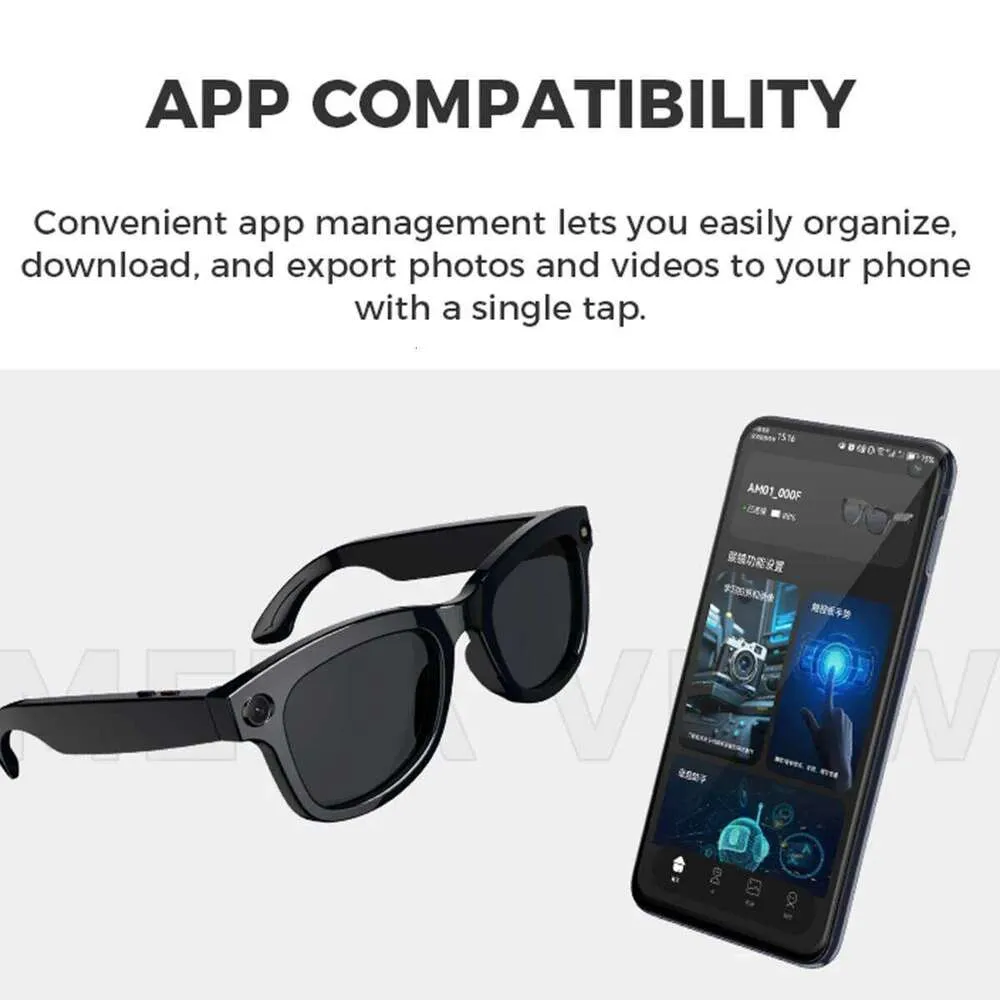 Verres Protection UV Sport Extérieur Lunettes De Soleil Intelligentes Bluetooth V5.3 Lunettes D'appel Casque De Sport De Plein Air HIFI Technologie Noire Anti-touch UV Pour Hommes Et Femmes Lunette Connectée