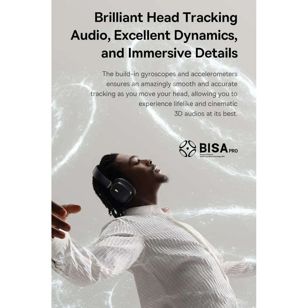 Baseus ANC Wireless Headphone Hi-Res LDAC Headset Bluetooth 5.4 BISA Pro Spatial Audio 50Mm Driver Overhead Earphone_voghion.com