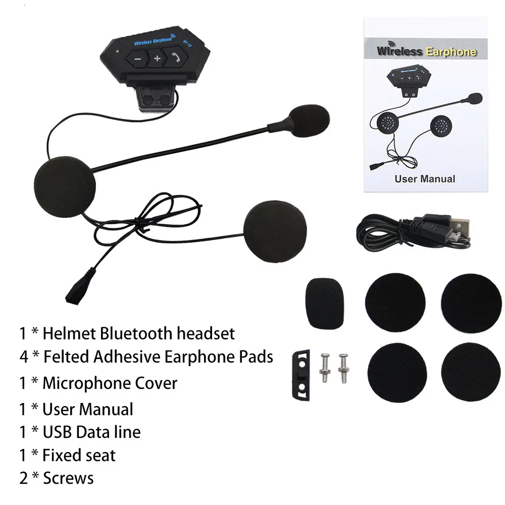 Bluetooth Motorcycle Helmet Headset Headphone Wireless Motor Bike Handsfree Stereo Earphone Speaker Noise Reduction With Mic I.241281722