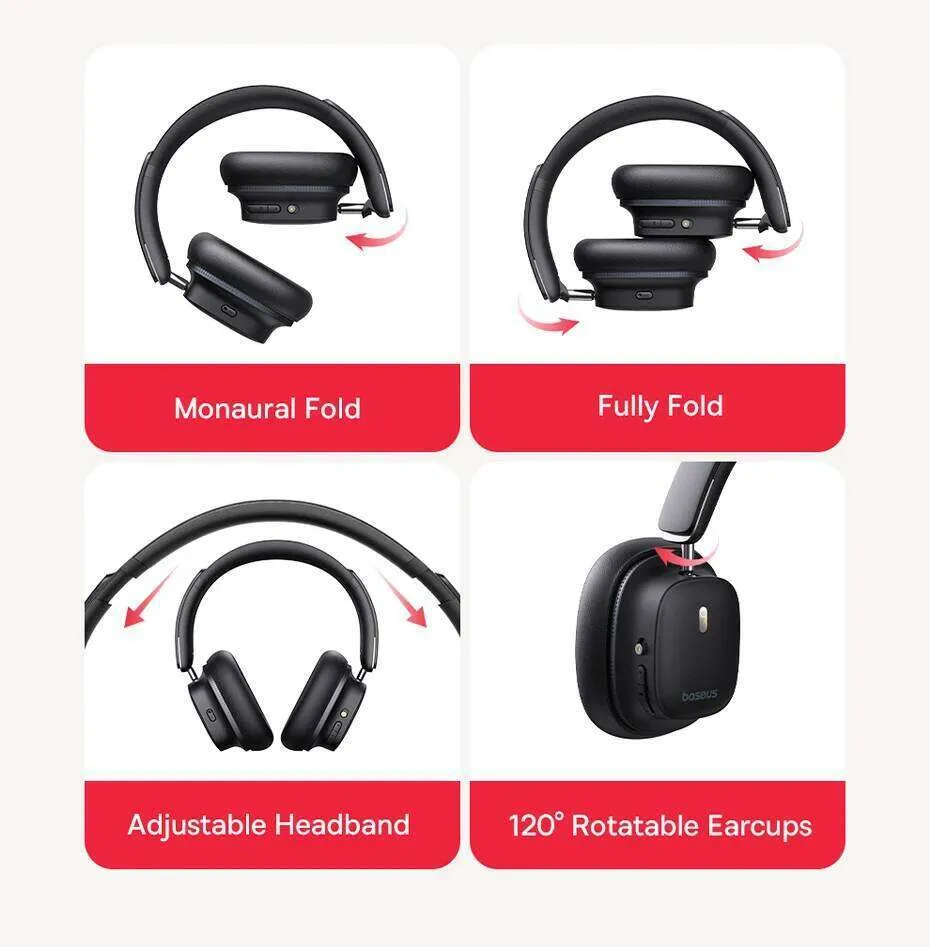 Baseus ANC Wireless Headphone Hi-Res LDAC Headset Bluetooth 5.4 BISA Pro Spatial Audio 50Mm Driver Overhead Earphone_voghion.com