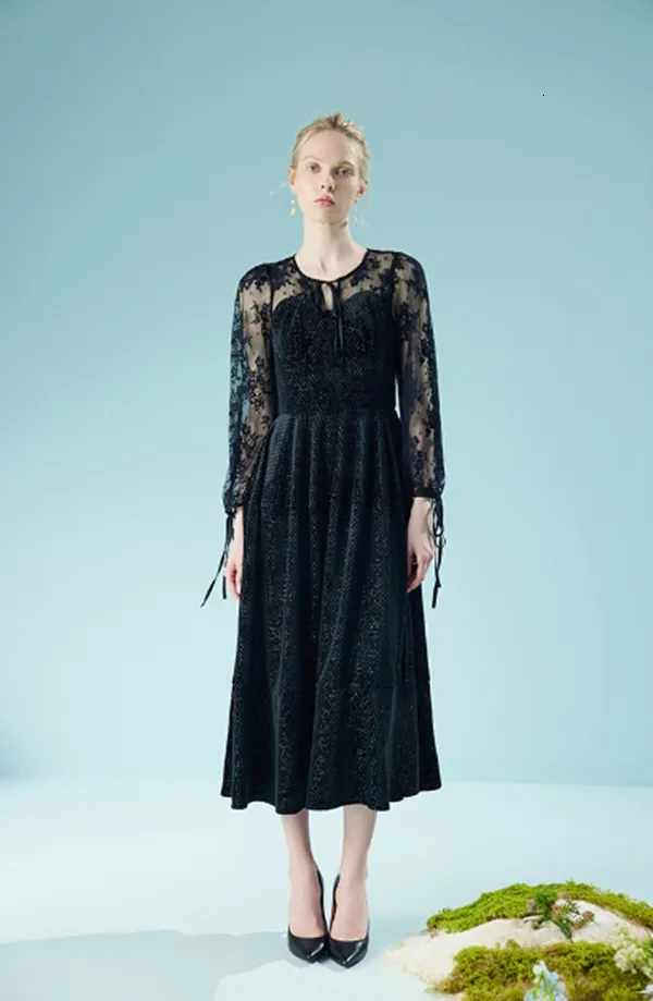 French Hepburn Style Mid Length Black Dress | DHgate