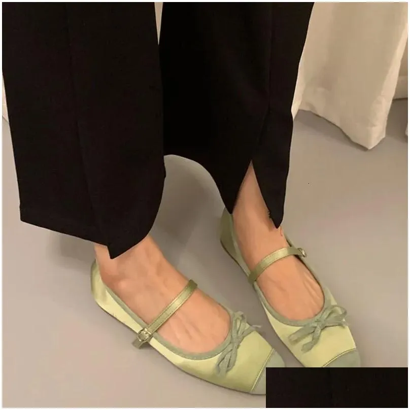 Womens Leather Mary Jane Ballet Flats with Buckle Strap and EVA Outsole ...