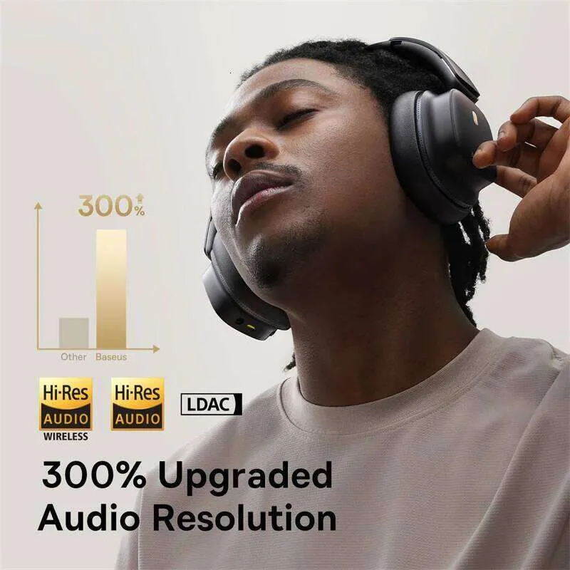 Baseus ANC Wireless Headphone Hi-Res LDAC Headset Bluetooth 5.4 BISA Pro Spatial Audio 50Mm Driver Overhead Earphone_voghion.com