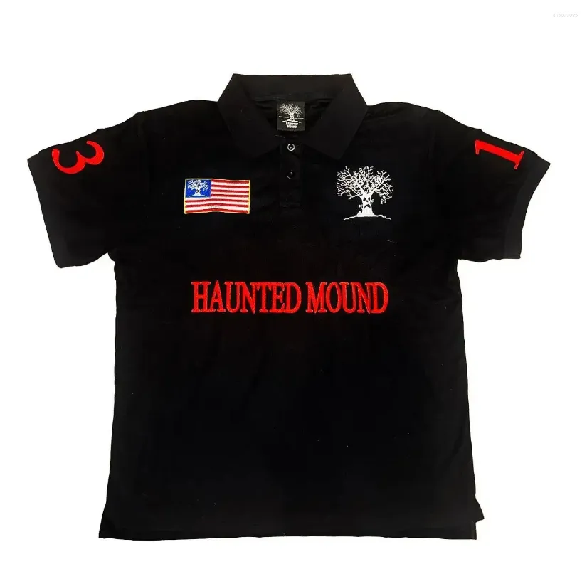 Haunted mound ポロシャツ M Haunted Mound Polo Shirt Mens Retro Graphic Short From
