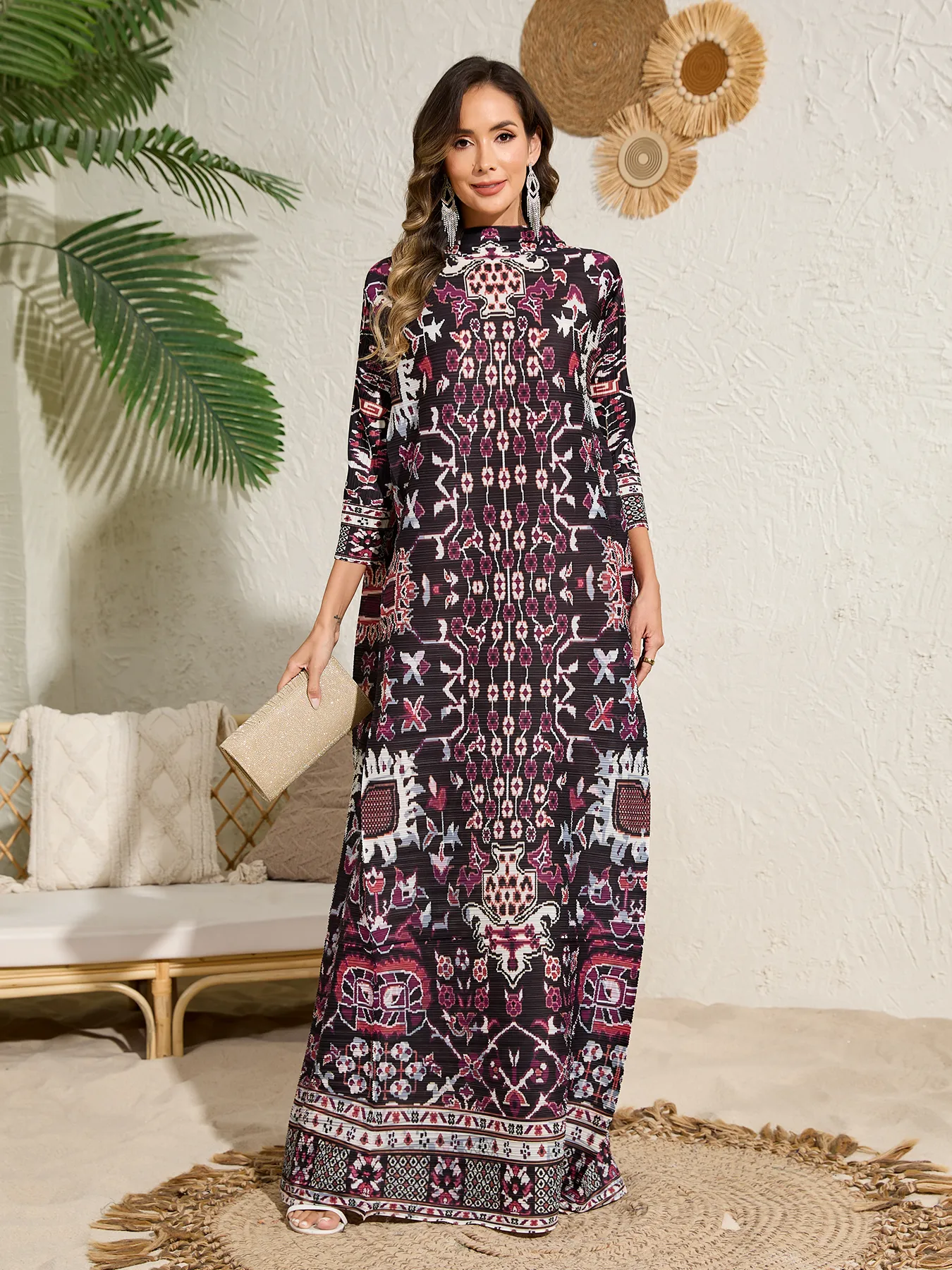 Ethnic Clothing Arab Style Printed Long Sleeve Ladies Dress Loose Fit  Elegant Maxi Dress NZ010 From Ziranfactory, $30.24 | DHgate.Com