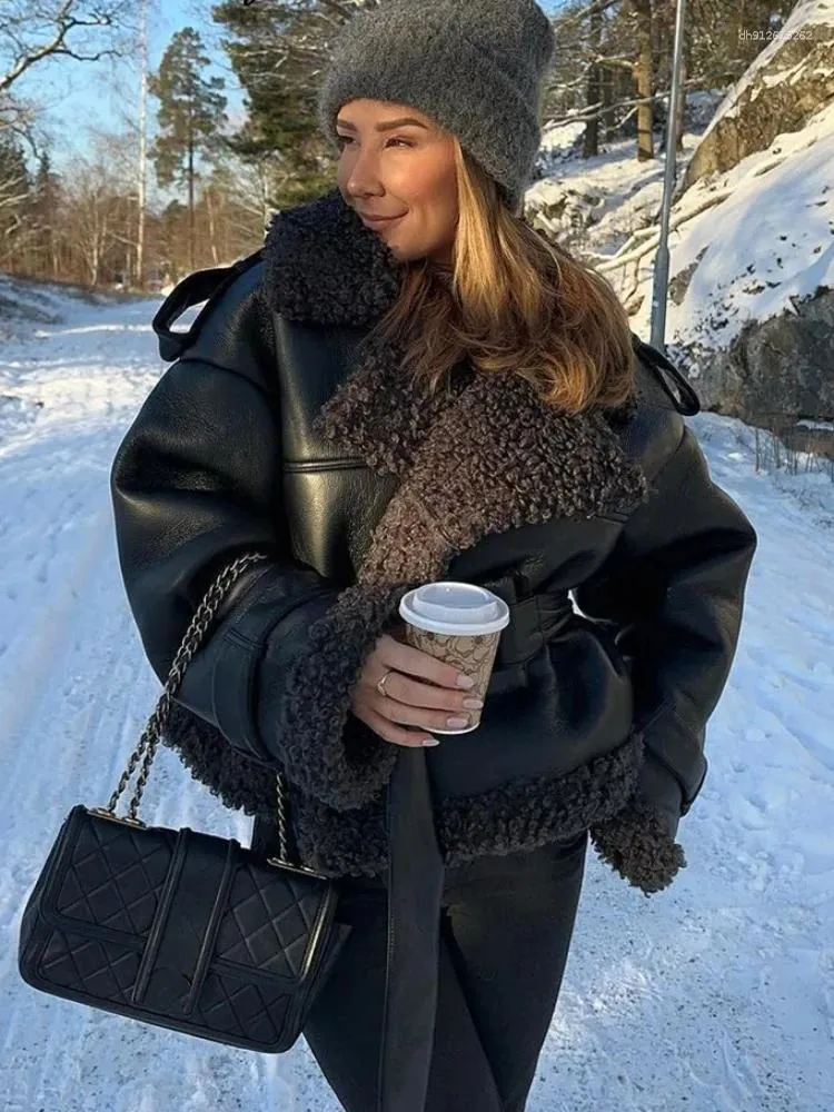 Manteau Décontracté Tricot Patchwork à Revers Avec Poches Pour Femme - Chaud Et Élégant Automne Hiver