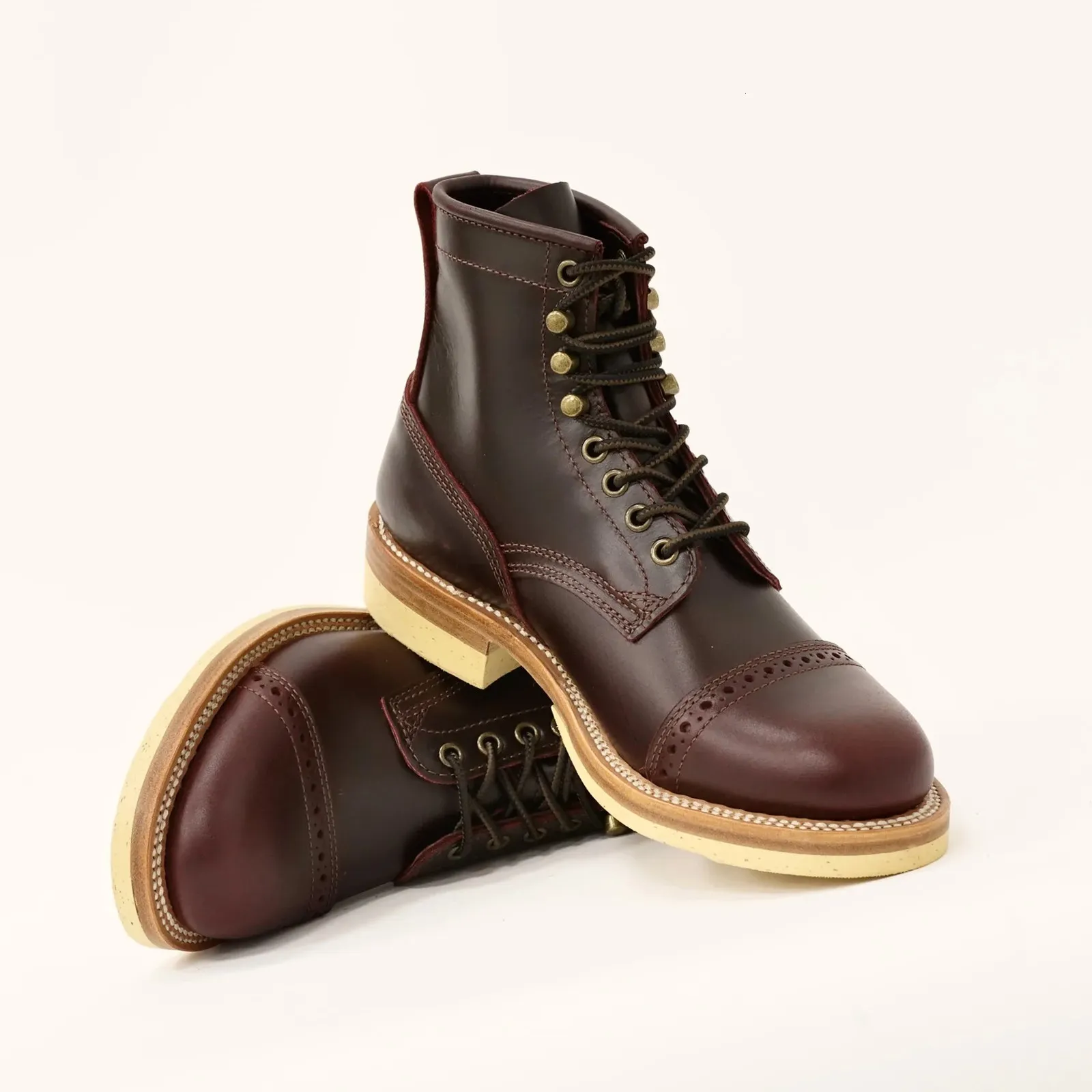 Retro Rugged Retro Durable Mens Cowboy Derby Boots Rugged Welted Stitchdown Design ...